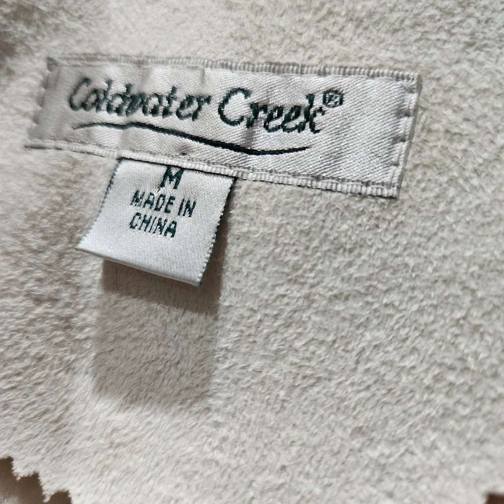 Vtg Coldwater Creek Ivory Whipstitch Faux Shearling Hooded Toggle Coat W Medium